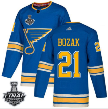 Blues #21 Tyler Bozak Blau Alternate 2019 Stanley Cup Final Stitched